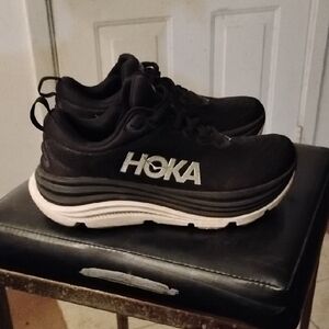 Hoka Black Athletic Shoes with White Soles